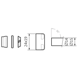 Adapter na miedź (15x1) / GW 24x19 - rysunek techniczny