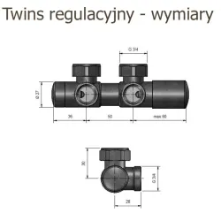 Zawór Twins regulacyjny -rysunek techniczny